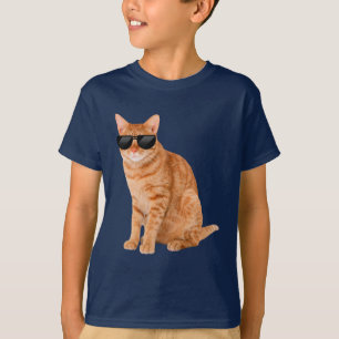 T-shirt Drôle Chat Tabby Orange Avec Lunettes De Soleil