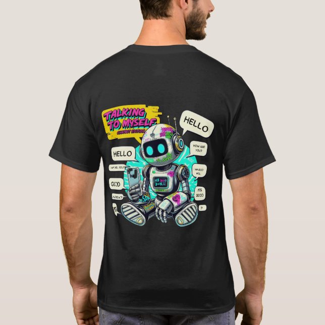 T-shirt 🤖 Drôle Chatbot Parlant À Lui-Même Conversation (Dos)