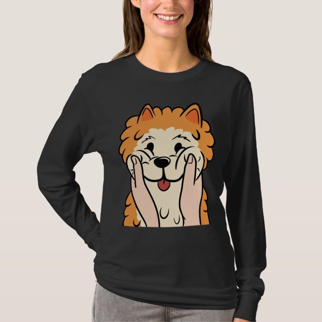 T-shirt Drôle Cheeks Pomeranian Chubby (Devant)