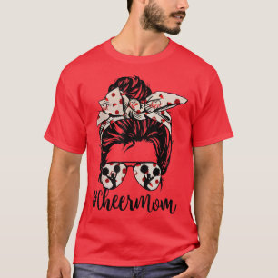 T-shirt Drôle Cheer Maman Messy Bun Glassessment Lover Mèr