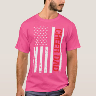 T-shirt Drôle Cheer Papa Américain Usa Drapeau Cheerled