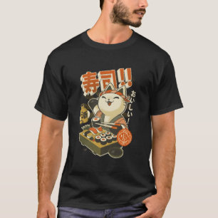 T-shirt Drôle Chef de chat Sushi