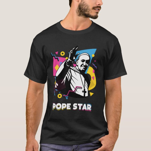 T-shirt Drôle Chemises Religieuses Pour Hommes - Popestar  (Devant)