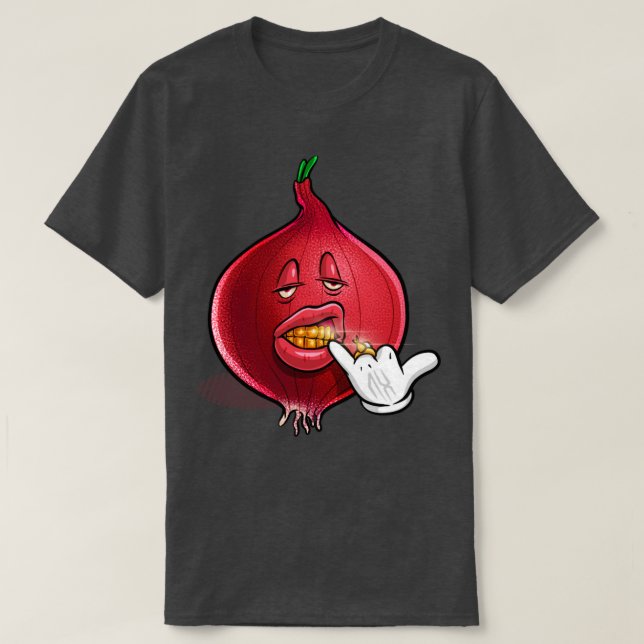 T-shirt Drôle cher Dents Or Onion (Design devant)