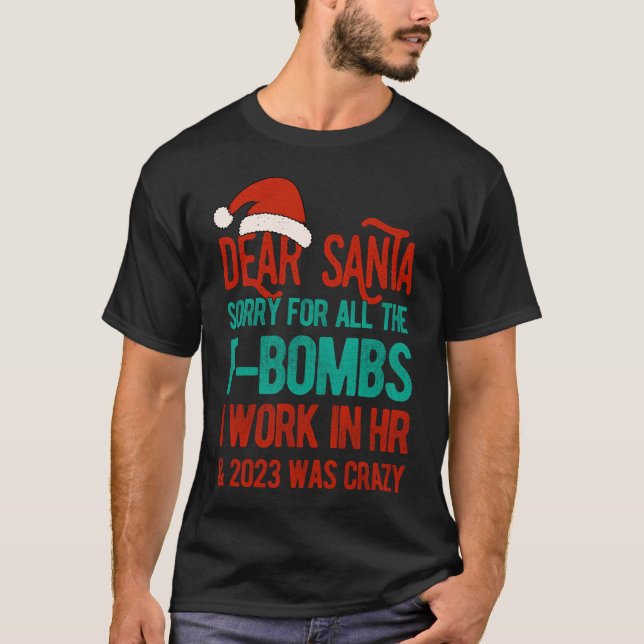 T-shirt Drôle Cher Père Noël RH Ressources humaines Noël 2 (Devant)