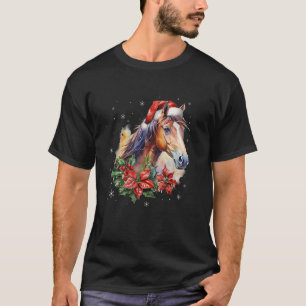 T-shirt Drôle Cheval de Noël Santa Hat Animal Equestrio