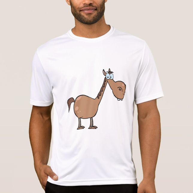 T-shirt Drôle cheval déconné stupide étalon brun (Devant)