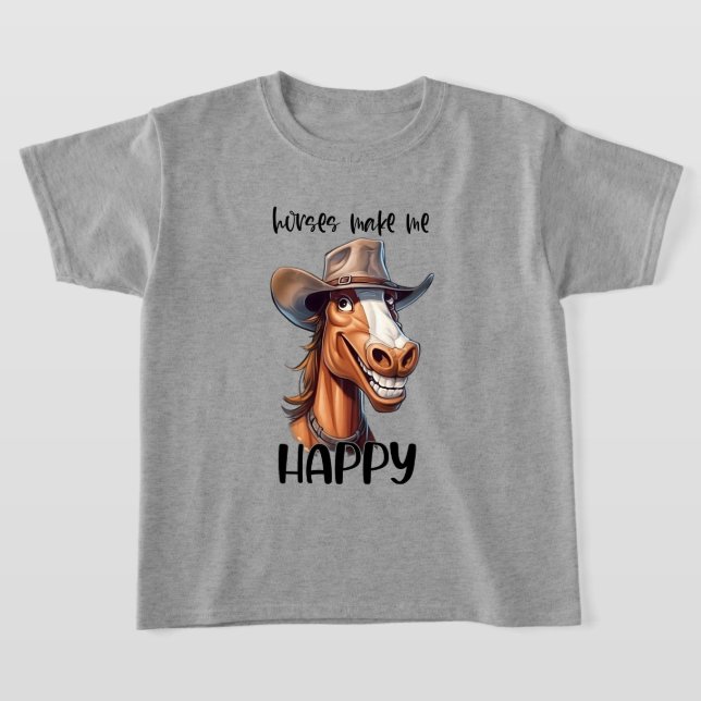 T-shirt drôle cheval heureux unisex (Poser)
