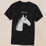 T-shirt Drôle Cheval Personnalisé<br><div class="desc">Un dessin humoristique pour les amateurs d'animaux,  de chevaux et d'équitation. Modifiez le nom pour personnaliser.</div>