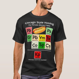 T-shirt Drôle Chicago Style Hot Dog Dîner Périodique Table