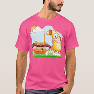 T-shirt Drôle Chien À Dos Et moutarde