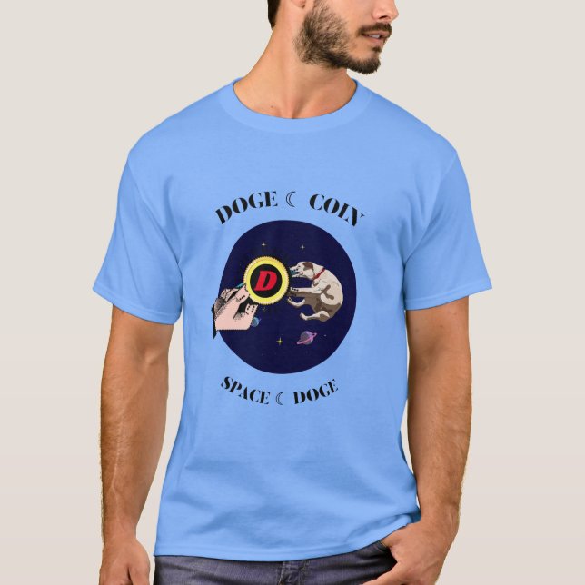 T-shirt Drôle Chien attrape le chien dans l'espace (Devant)