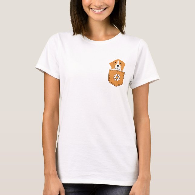 T-shirt Drôle Chien Beagle Dans La Poche (Devant)