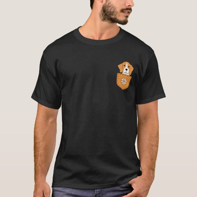 T-shirt Drôle Chien Beagle Dans La Poche (Devant)