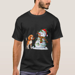 T-shirt Drôle chien Beagle Snowman feux de Noël Xma
