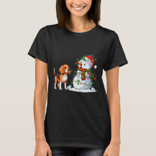 T-shirt Drôle chien Beagle Snowman feux de Noël Xma