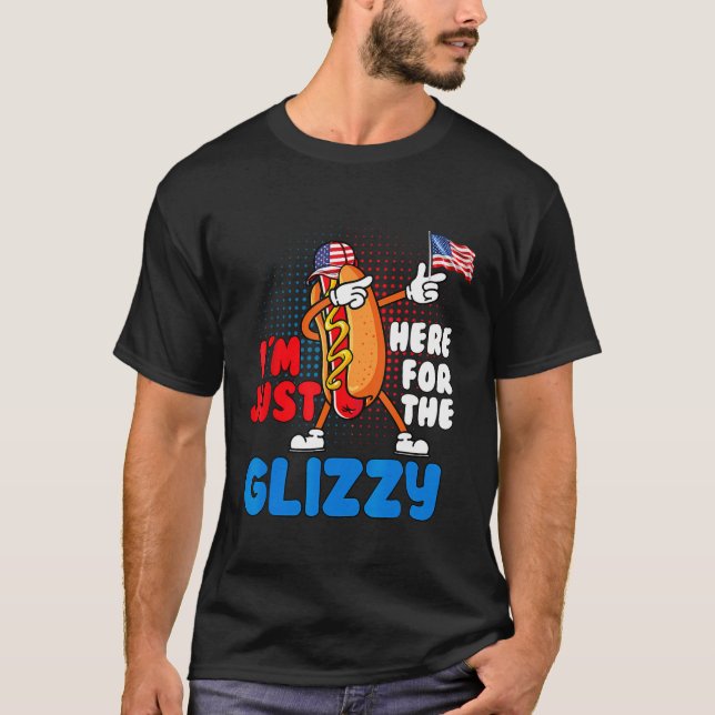 T-shirt Drôle Chien Chaud Je suis juste ici pour le Glizzy (Devant)