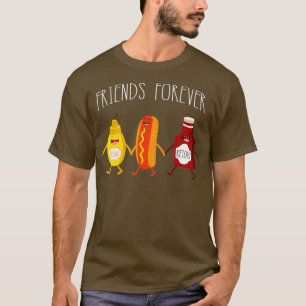 T-shirt Drôle chien chaud moutarde Ketchup amis pour toujo