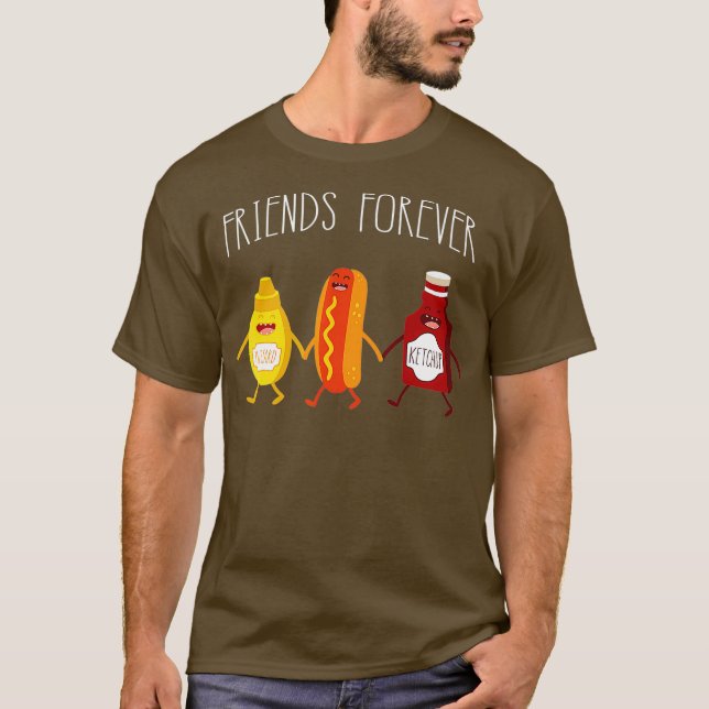 T-shirt Drôle chien chaud moutarde Ketchup amis pour toujo (Devant)