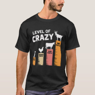 T-shirt Drôle Chien Chicken Vache et chèvre niveau fou Fem