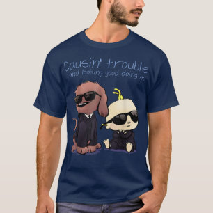 T-shirt Drôle chien et bébé causant des problèmes cadeau c