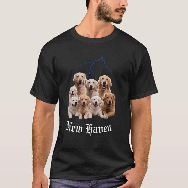 T-shirt Drôle Chien Golden Retriever Bootleg New Haven Con (Devant)