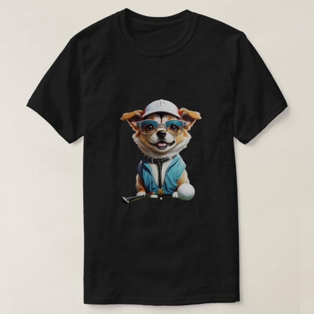 T-shirt Drôle chien golfeur (Design devant)