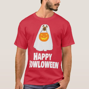 T-shirt Drôle Chien Halloween Ghost Costume Happy Bowlowee
