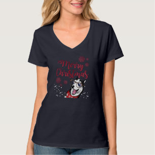 T-shirt Drôle Chien Husky Vilain Noël Joyeux Noël