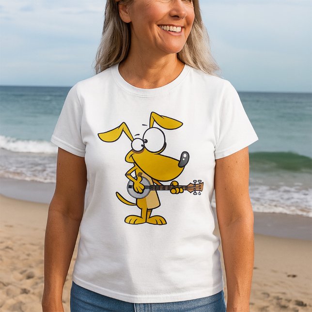 T-shirt Drôle Chien Jouant Banjo Musique (Créateur téléchargé)