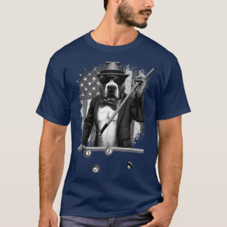 T-shirt Drôle Chien Jouer Piscine Billard américain Drapea