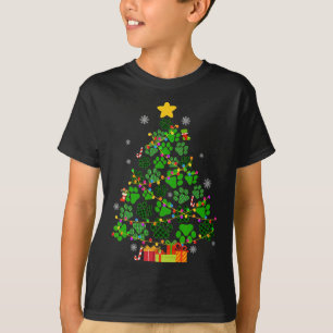 T-shirt Drôle Chien Pâtes de chat Noël Arbre de Noël Lumiè