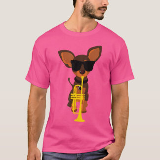 T-shirt Drôle chien portant des lunettes de soleil Jouer d