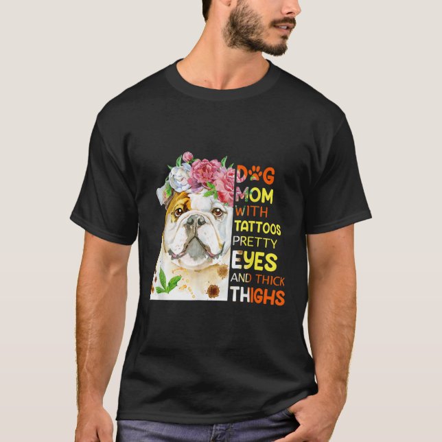 T-shirt Drôle Chien Tatoué Maman T Vêtement Chien Maman Av (Devant)