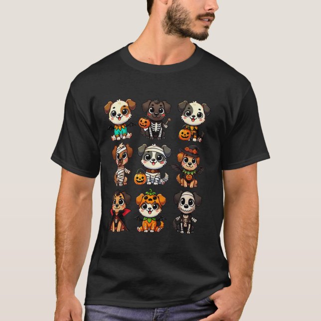 T-shirt Drôle Chiens Halloween Ghost Citrouille Saison Éff (Devant)