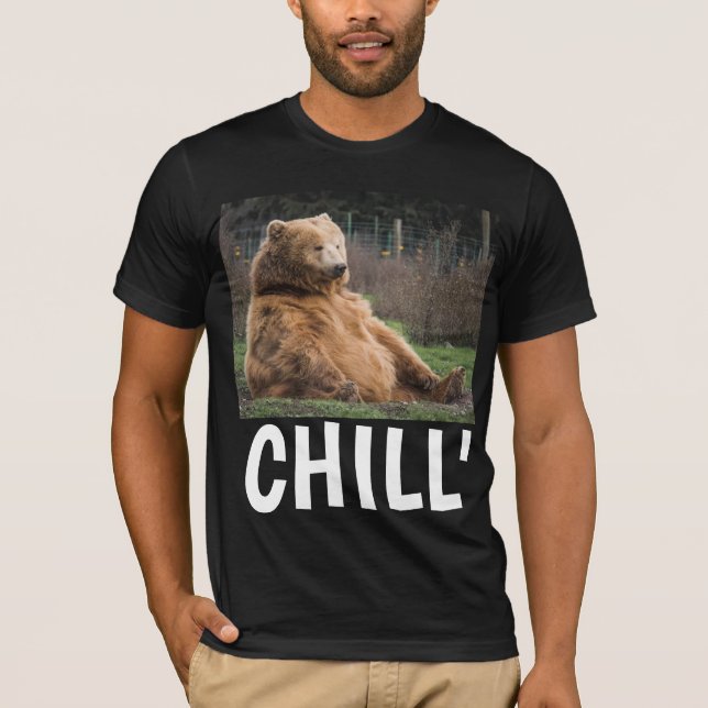 T-SHIRT DRÔLE 'CHILL' OURS BRUN (Devant)