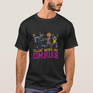 T-shirt Drôle Chillin Avec Mes Zombies Halloween Zombie Ga
