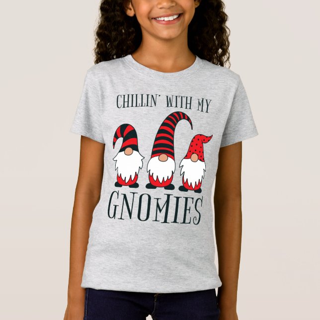T-Shirt Drôle Chillin' avec mon jeu de Noël Gnomies | (Devant)
