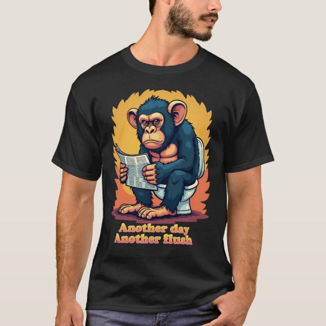 T-shirt Drôle Chimp Toilette Humour Tee (Devant)