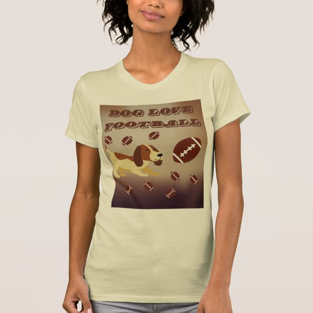T-shirt Drôle Chiot Brown Jouant Football Femmes (Devant)