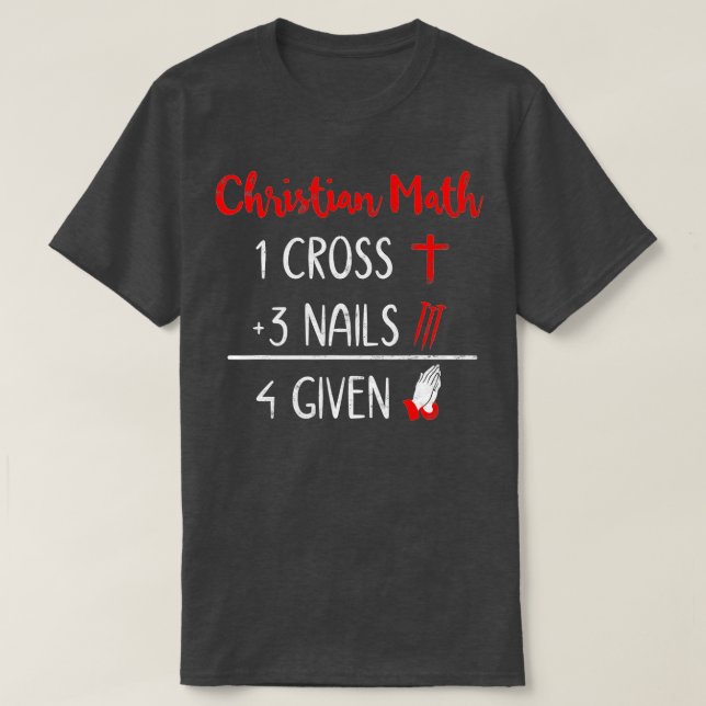 T-shirt Drôle Chrétien Pun - 1 Croix 3 ongles 4 Donné Reli (Design devant)