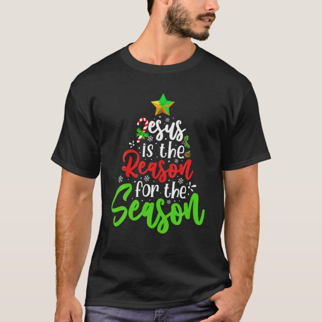 T-shirt Drôle Christian Jésus La Raison Noël Stockin (Devant)