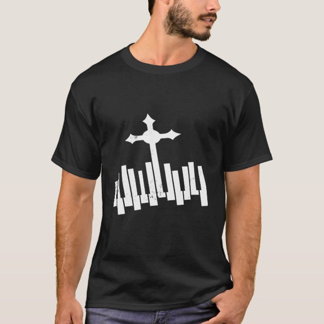 T-shirt Drôle Christian Keyboard Piano Player (Devant)