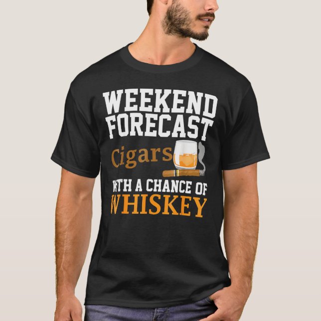 T-shirt Drôle Cigar Et Whiskey Graphisme Femmes Hommes Cig (Devant)