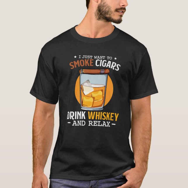 T-shirt Drôle Cigar Whisky Whiskey alcool Ecosse Boisson (Devant)