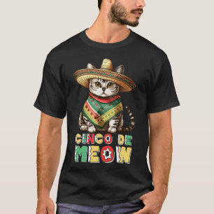 T-shirt Drôle Cinco De Mayo Mignon Chat Mexicain Sombrero