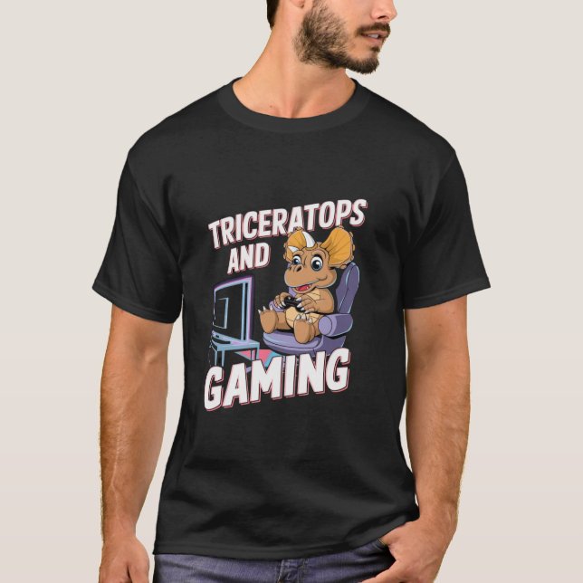 T-shirt Drôle citations triceratops jeu vidéo graphique te (Devant)