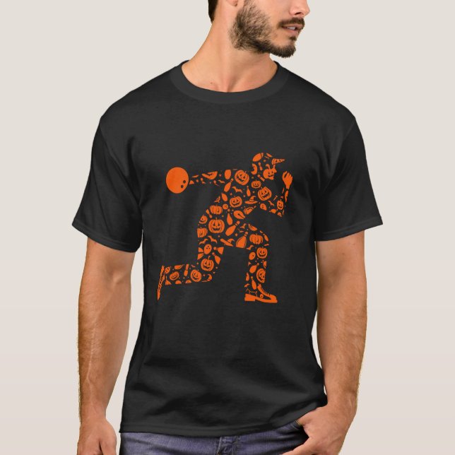 T-shirt Drôle Citrouille Bowling Candy Halloween Hommes fe (Devant)