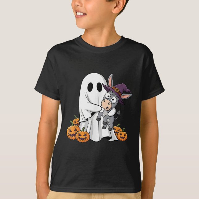 T-shirt Drôle Citrouille fantôme Halloween Enfants Hommes  (Devant)
