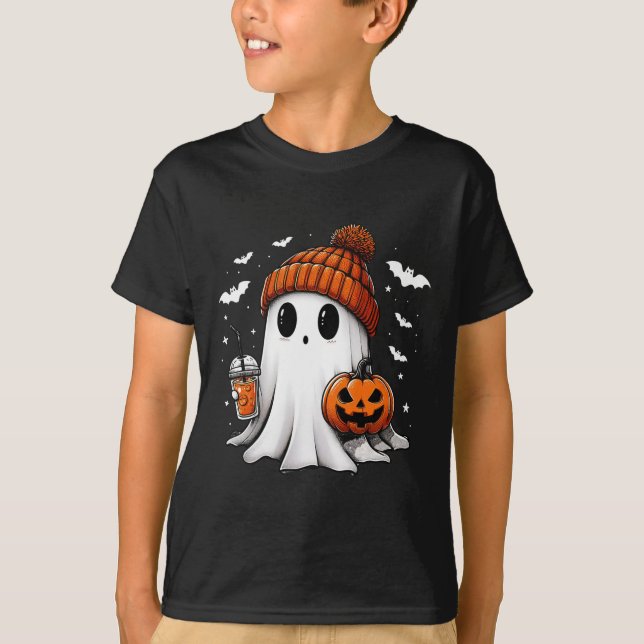T-shirt Drôle Citrouille fantôme Jack O Latern Saison Éffr (Devant)
